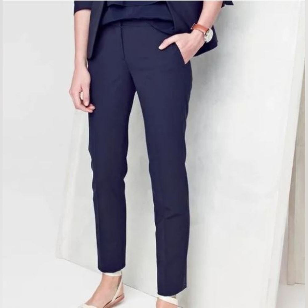 J. Crew Women's Navy Paley Pants in Italian Bi-Stretch Wool - Size 00